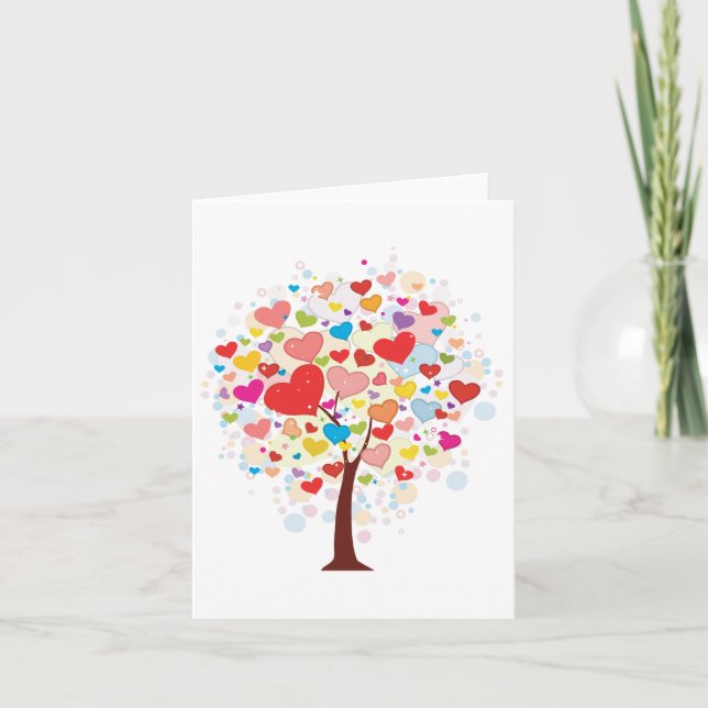 Árbol con tarjetas de notas en forma de corazón (Anverso)