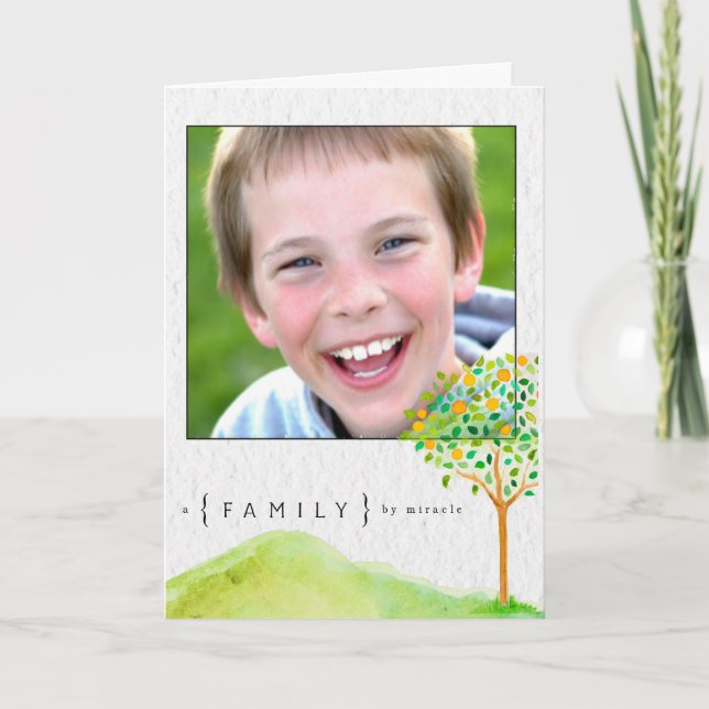 Árbol de acuarela pintado de Invitación de adopció (Anverso)