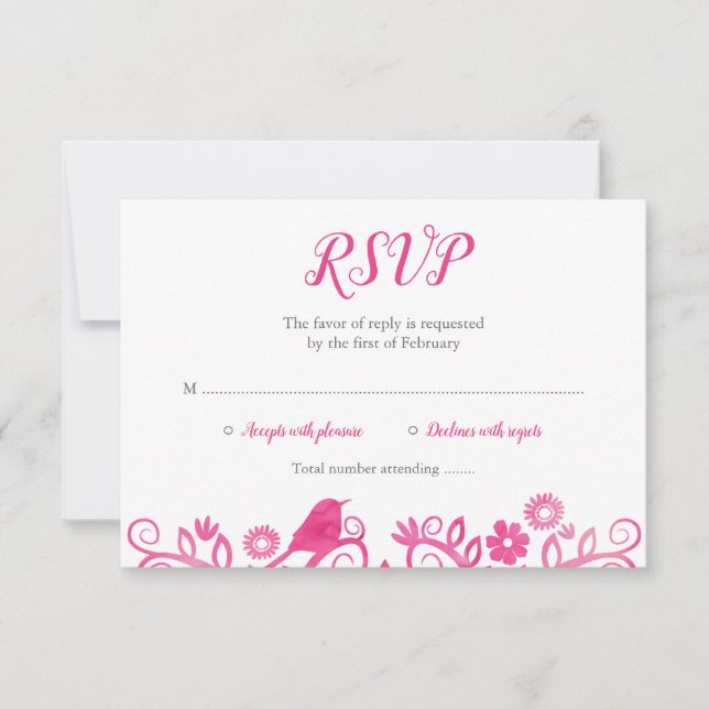 Árbol de acuarela rosa de la vida RSVP (Anverso)