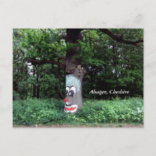 Árbol de Alsager con postal de cara