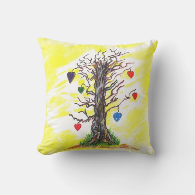 Árbol de amor almohada amarilla (Anverso)