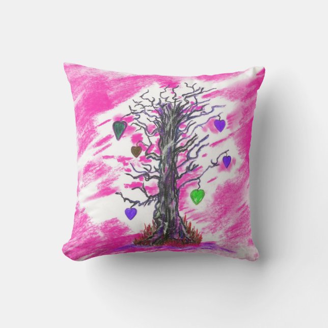 Árbol de amor almohada rosa (Anverso)