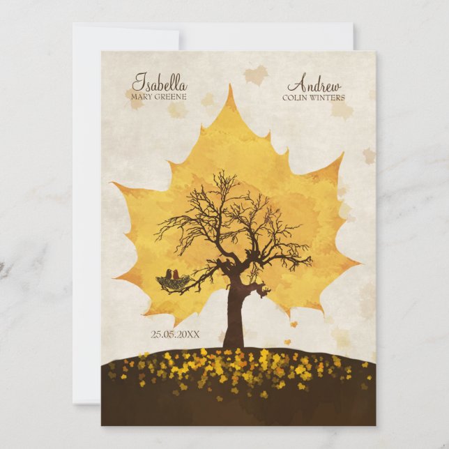 Árbol de amor - Invitación a la boda de otoño (Anverso)