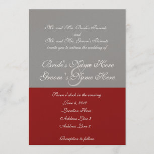 Árbol de amor Invitación a la boda gris roja