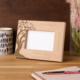 Árbol de amor personalizado marco grabado de parej