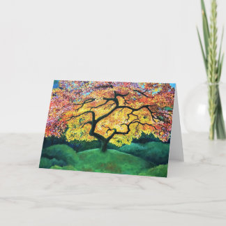 Árbol de arce japonés con tarjeta de saludo