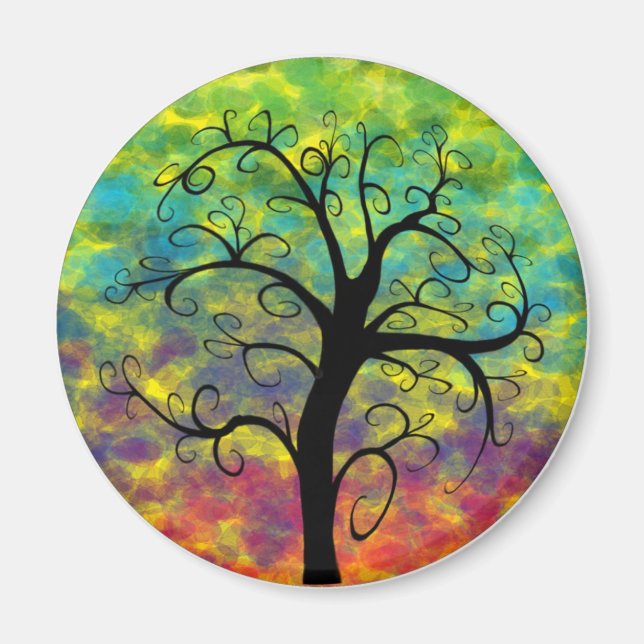 Árbol de arcoiris del imán de la luna de la vida (Frente)