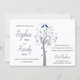 Árbol de aves azules Invitación a la boda judía he