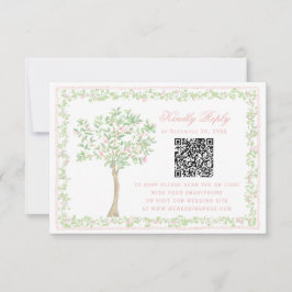 Árbol de Besos Floral con Código QR de RSVP con Ma