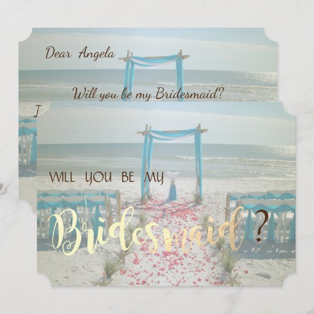 Árbol de boda de playa Tarjeta de dama de honor (Anverso / Reverso)