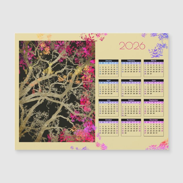Árbol de Bruin 2026 calendario magnético (Anverso)