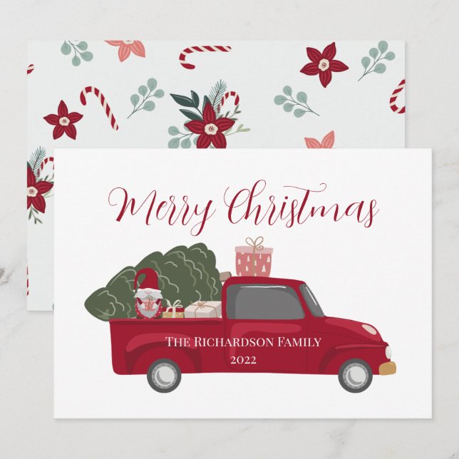 Árbol de Camión Rojo Rústico Vintage Merry Christm (Anverso / Reverso)