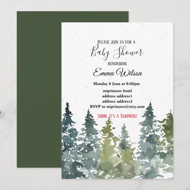 Árbol de cercas, invitación a la ducha de bebé (Anverso / Reverso)