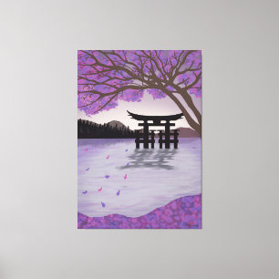 Árbol De Cerezo Y Lago De Arte Japonés
