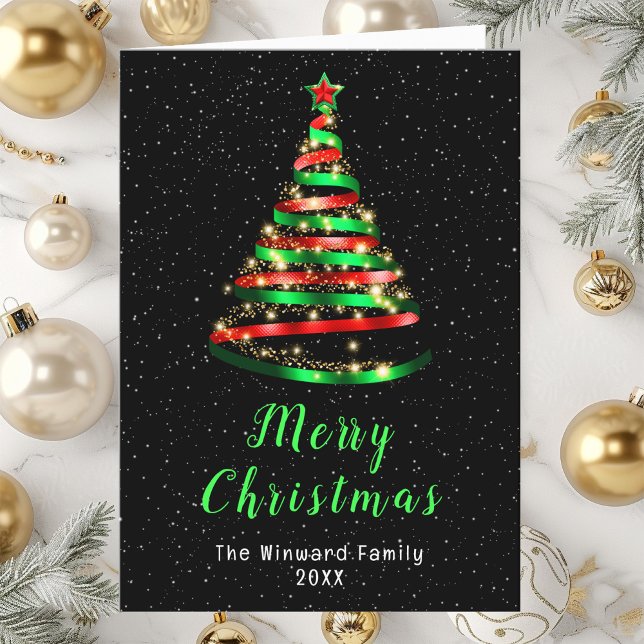 Árbol de cinta roja y verde Feliz Navidad (Subido por el creador)