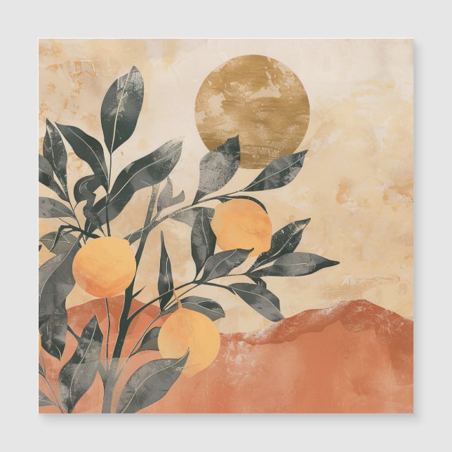 Árbol de cítricos Boho con sol y montañas (Anverso)