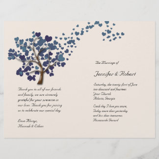 Árbol de corazón azul en programa de matrimonio de