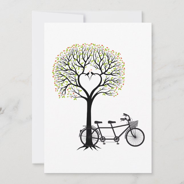 Árbol de corazón de invitación de matrimonio con b (Anverso)