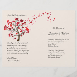 Árbol de corazón rojo en programa de matrimonio de