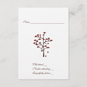Árbol de corazón rsvp con sobre