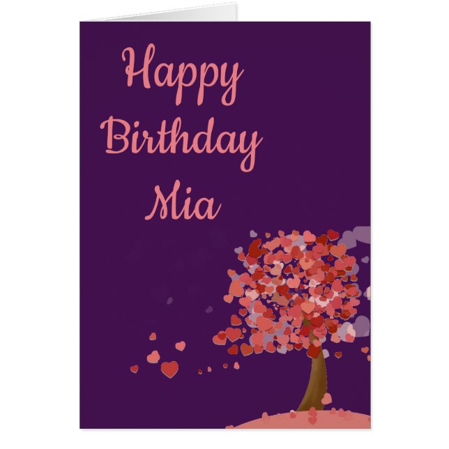 Árbol de corazones arte lindo nombre de cumpleaños (Frente)