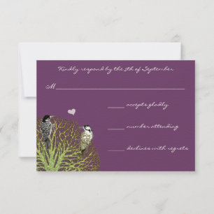 Árbol de Damasco Verde RSVP con pájaros de época