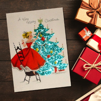 Árbol de decoración de Chica de Navidad de época