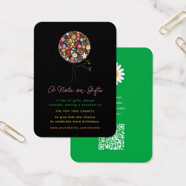 Árbol de donación de cumpleaños de niña con flores (Oficina)