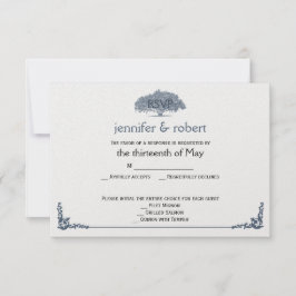 Árbol de encino mossy en tarjeta de respuesta Boda