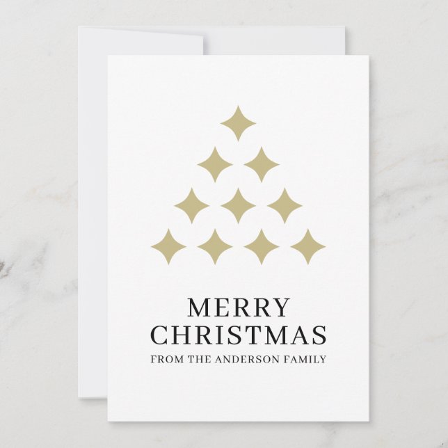 Árbol de estrella simple blanco Feliz Navidad (Anverso)
