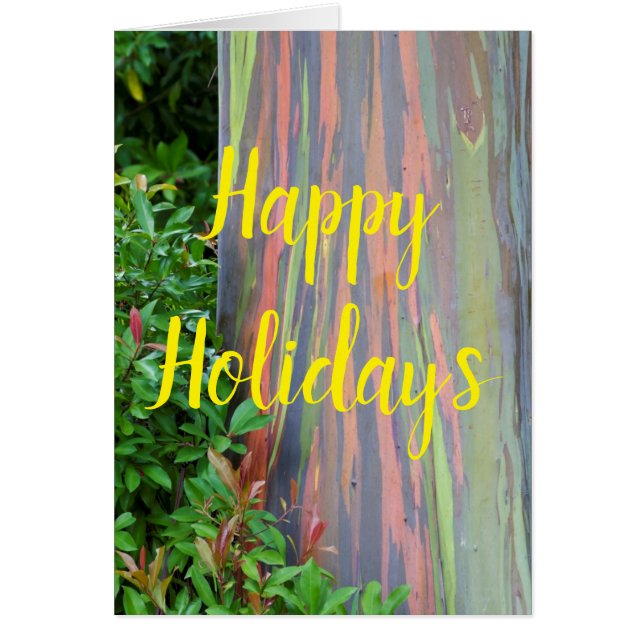 Árbol de Eucaliptos Arcoiris Felices Fiestas (Frente)