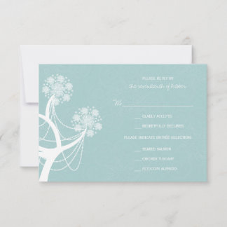 Árbol de flores de nieve enciende la tarjeta RSVP