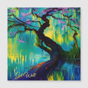 Árbol de flores rosadas sobre el agua se recuperan