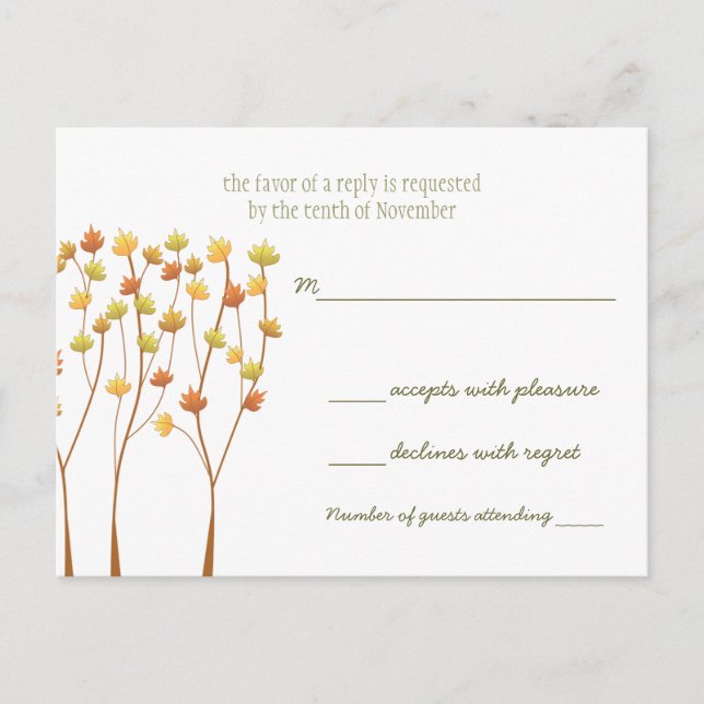 Árbol de hebras de otoño - Tarjeta de respuesta (Anverso)