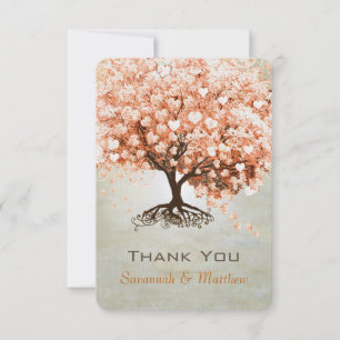 Árbol de hoja de corazón de coral agradecimiento d