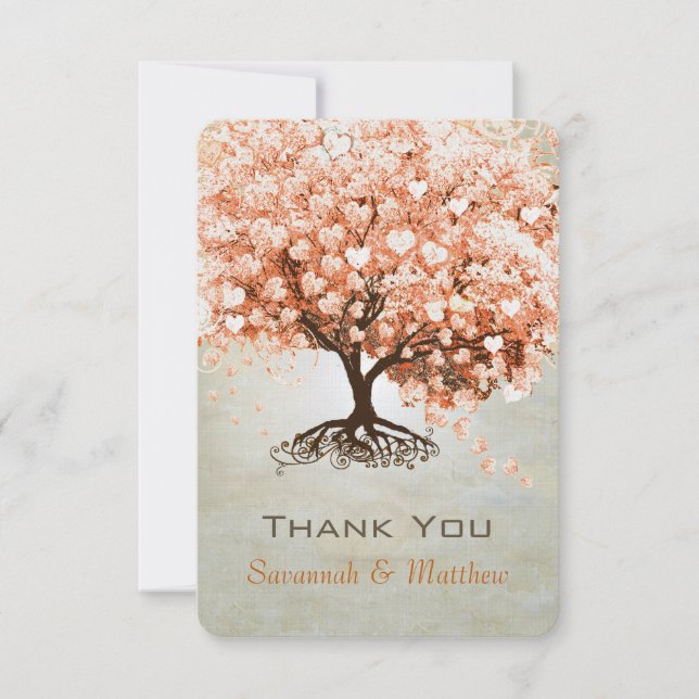 Árbol de hoja de corazón de coral agradecimiento d (Anverso)