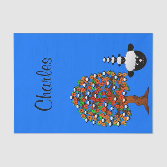 Árbol de hojas de papel de tejidos azul (Anverso)