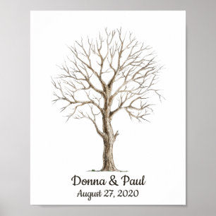Árbol de Huellas Dactilares para Póster de Boda