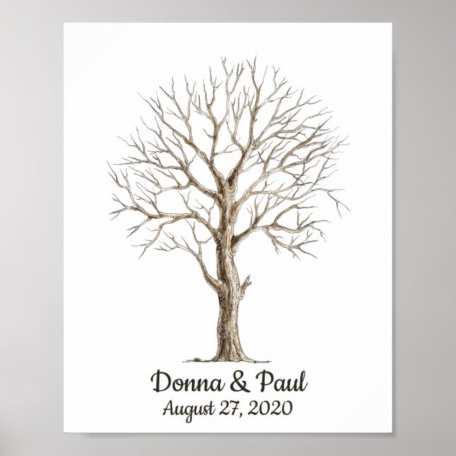 Árbol de Huellas Dactilares para Póster de Boda (Frente)