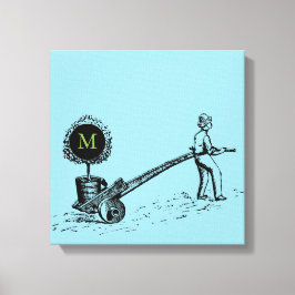 Árbol de Ilustracion vintage en un lienzo monogram