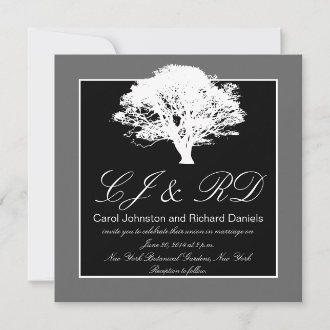 Árbol de invitaciones de matrimonio de monogramas  (Anverso)