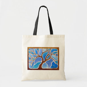 Árbol de la acuarela en el azul - la bolsa de asa