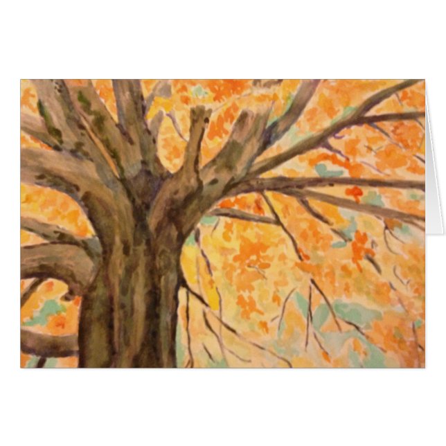 Árbol de la acuarela en la gloria del otoño, (Anverso (Horizontal))