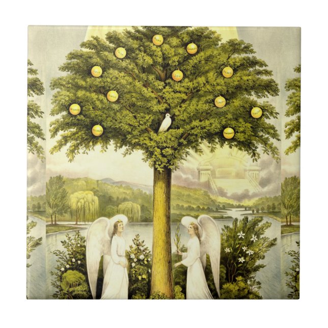 Árbol de la baldosa cerámica de la vida (Frente)