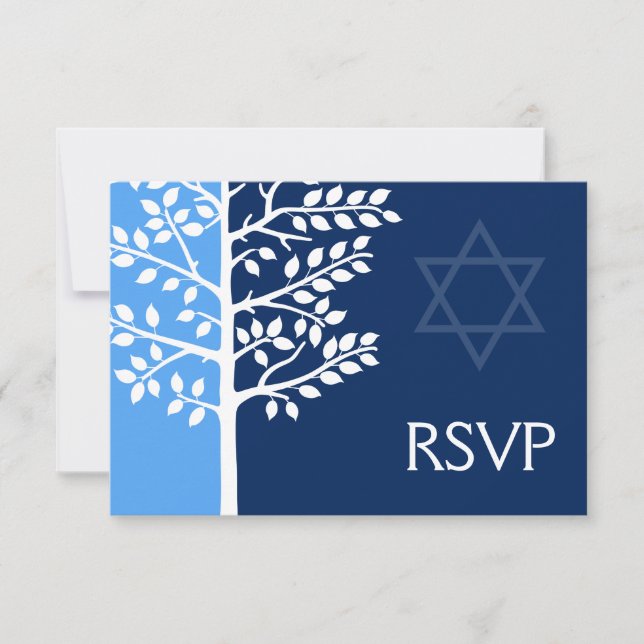 Árbol de la Marina Azul Bar Mitzvah RSVP (Anverso)
