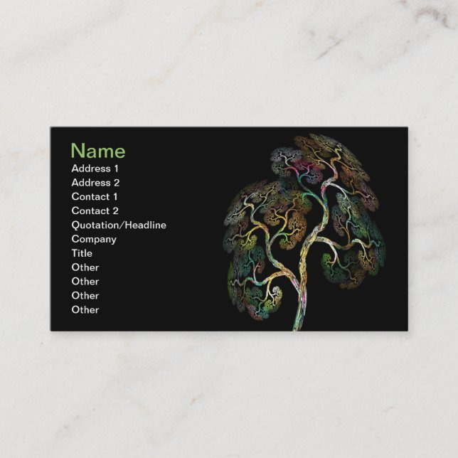 Árbol de la tarjeta de visita de vida (Anverso)