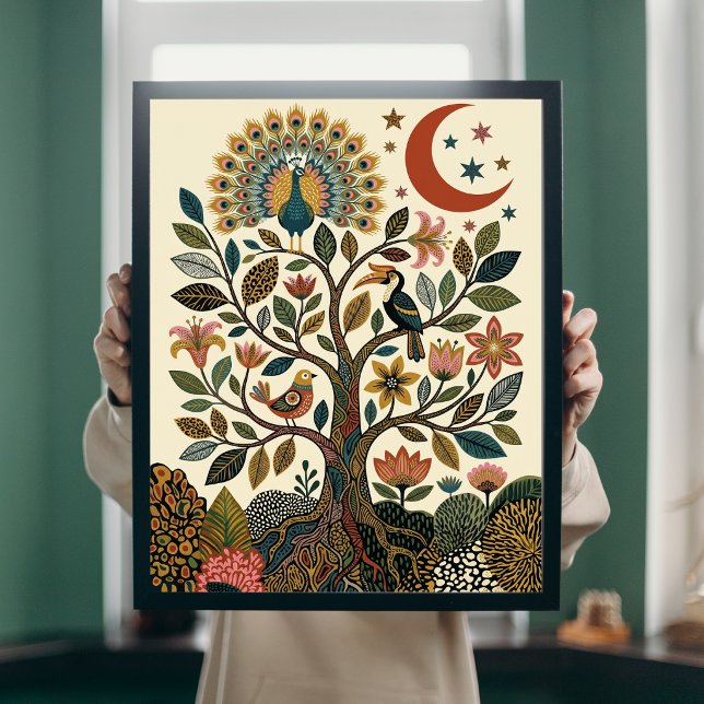 Árbol de la Vida Arte Popular Boho Pavo Real Poste (Subido por el creador)