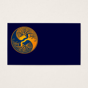 Árbol de la vida azul y amarillo Yin Yang