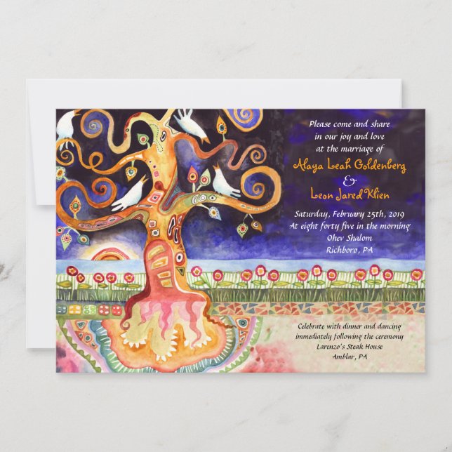 ÁRBOL DE LA VIDA DOVE A LA Invitación A La Boda Ju (Anverso)