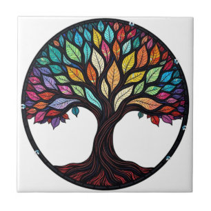 Árbol de la Vida en Vidrio Pintado Baldosa Cerámi